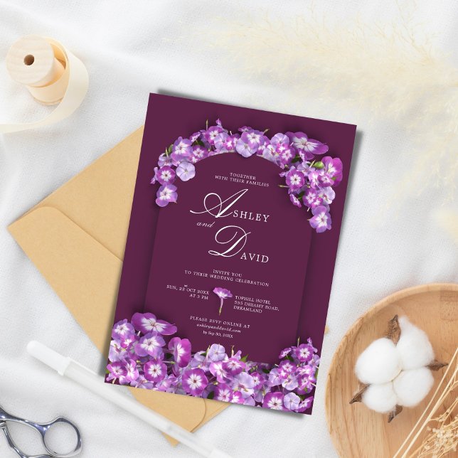 Invitation Moderne FinnRustique Violet Arc Lilac Mariage Flor (Créateur téléchargé)