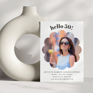 Invitation Moderne Fleur Chic Anniversaire 50 Ans Photo Fête