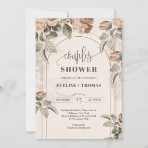 Invitation Moderne fleurs en terre cuite arceau sauge couples