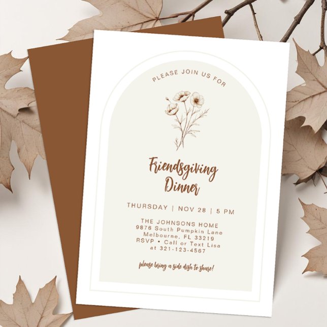 Invitation moderne Floral Friendsgiving (Friendsgiving Dinner Invite)