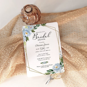 Invitation Moderne Floral Géométrique Bleu Poussiéreux de Mar