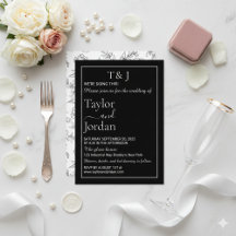 Moderne Floral Minimaliste Noir et Blanc Chic Somb