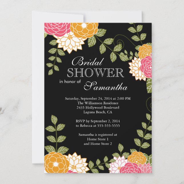 Invitation Moderne Floral Zinnia & Fleur Fête des mariées (Devant)