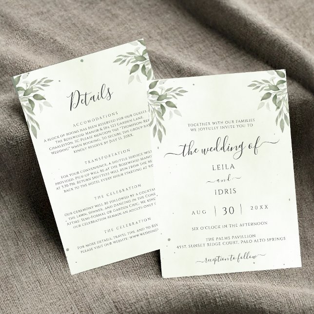 Invitation Moderne floralité de verdure sage tout-en-un maria (Créateur téléchargé)