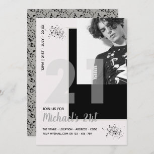 Invitation Moderne Fun 21e   Anniversaire PHOTO Homme Invitat