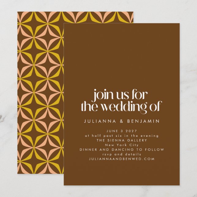 Invitation Moderne Fun Retro esthétique tendance Mariage Brow (Devant / Derrière)