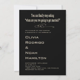Invitation Moderne Funny Mariage noir blanc