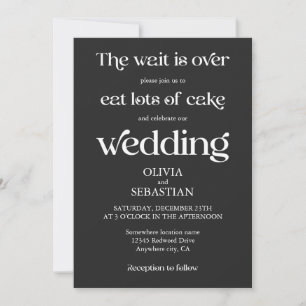 Invitation Moderne Funny minimaliste Script Mariage noir