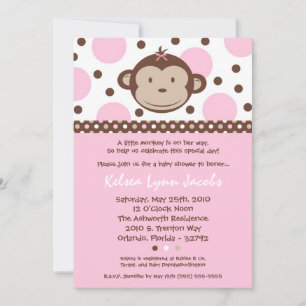 invitation moderne Girly de baby shower de singe