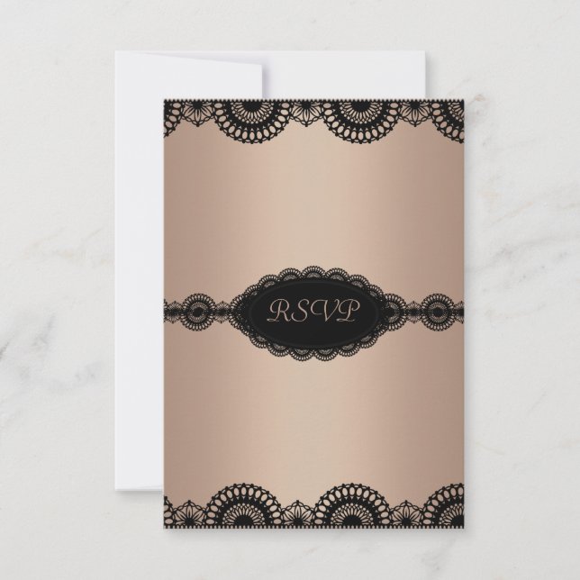 INVITATION MODERNE GOLDBLACK LACE ENGAGEMENT PARTI RSVP (Devant)