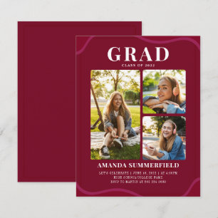 Invitation Moderne Grad 2022 Burgundy Photo Graduation Party