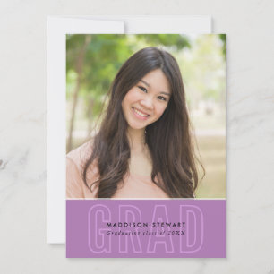 Invitation MODERNE GRAD chic photo contour superposer violet