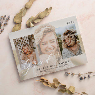 Invitation Moderne Grad Script Creme superposition Grad Trois