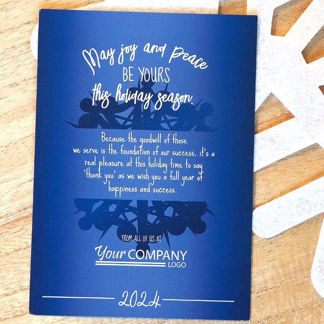 Invitation Moderne Gradient Blue Snowflake Fête d'affaires (Modern Blue Snowflake Company Logo Christmas Greeting Card)