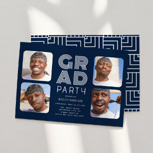 Invitation Moderne Graduate 4x photo collage GRAD Party