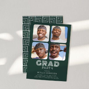 Invitation Moderne Graduate 4x photo collage GRAD Party