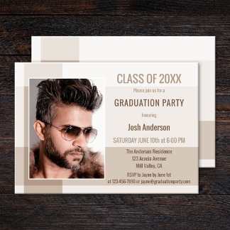 Invitation Moderne Grand Guy Minimaliste Photo Party Invitati