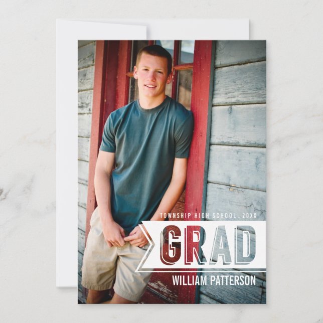 Invitation Moderne Grand Guy Photo Graduation Party Invitatio (Devant)