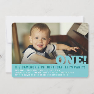 Invitation Moderne Grand UNE Fête Premier Anniversaire Garçon
