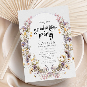 Invitation Moderne Gras Fleur sauvage Garden Graduation Party