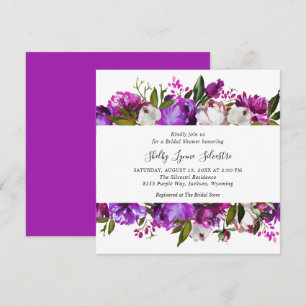 Invitation Moderne Gras Floral Bright Purple Fête des mariées