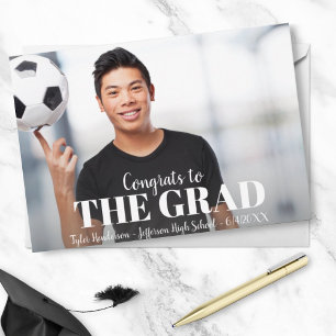 Invitation Moderne Gras Grille Graduation Photo Party Invitat
