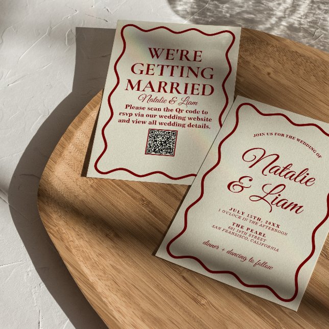 Invitation Moderne Gras ivoire amusant Rétro Funky Unique Mar (Créateur téléchargé)