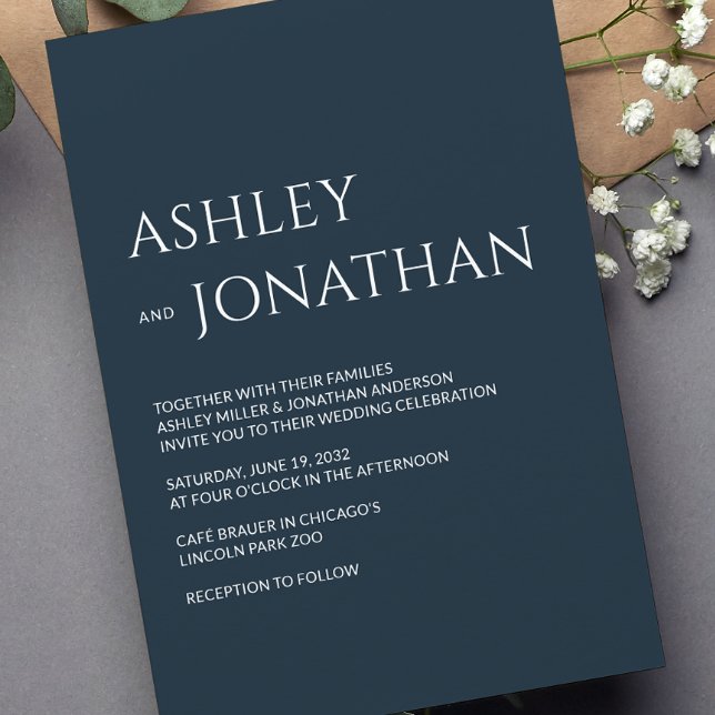 Invitation Moderne Gras & Mariage minimaliste (Créateur téléchargé)