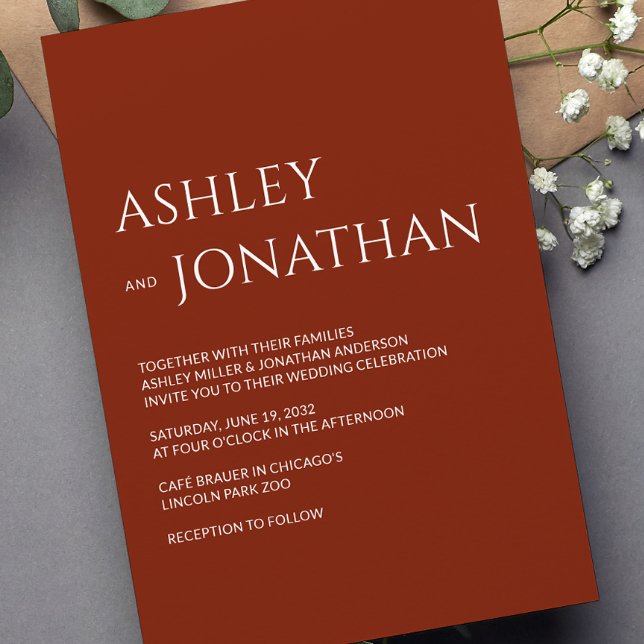 Invitation Moderne Gras & Mariage minimaliste (Créateur téléchargé)