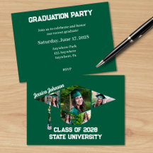 Moderne Green Graduation Forme Photo Collage Party