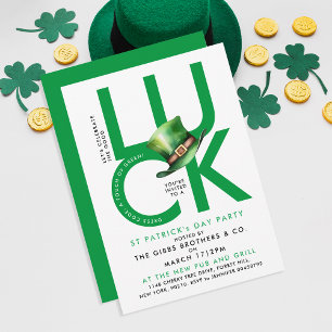 Invitation Moderne Green St Patrick Day Good Luck Irish Party