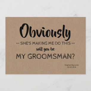 Invitation Moderne   GROOMSMAN   BEST MAN Funny Proposition
