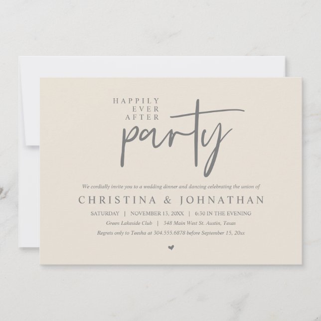 Invitation Moderne Heureux Jamais Après Le Dîner Mariage De F (Devant)