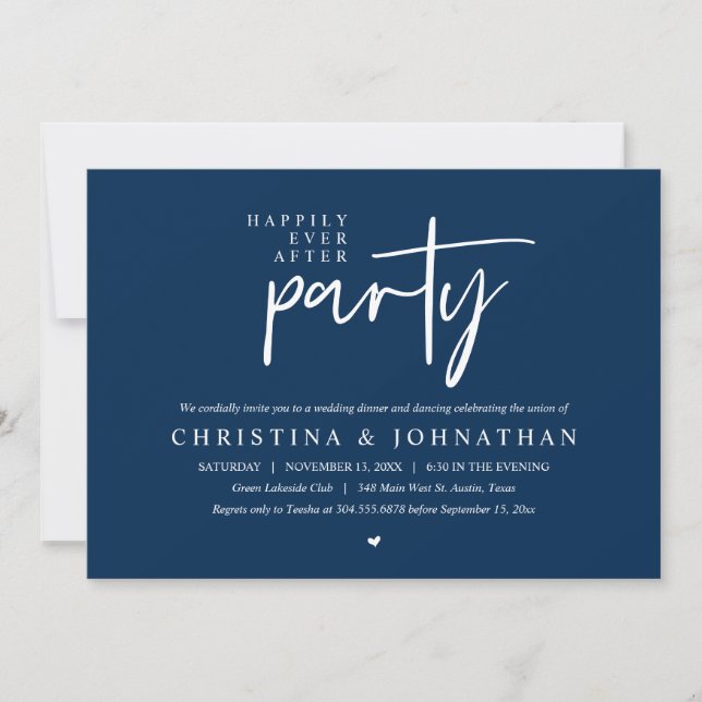 Invitation Moderne Heureux Jamais Après Le Dîner Mariage De F (Devant)