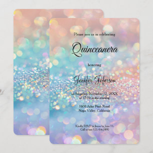 Invitation moderne holographique pour Quinceanera