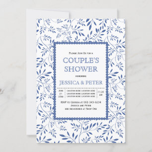 Invitation Moderne Indigo bleu feuille mariage douche