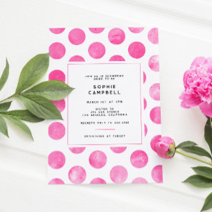 Invitation Moderne Jolie en Pink Polka Dot Fête des mariées