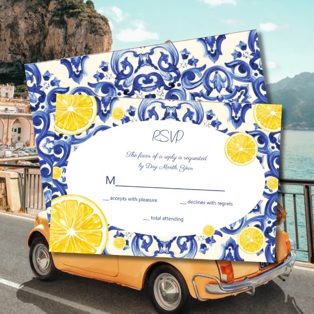 Invitation moderne La Dolce vita Lemon RSVP (Créateur téléchargé)