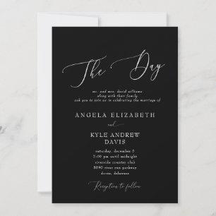Invitation Moderne Le Jour Noir Élégant & Mariage moderne