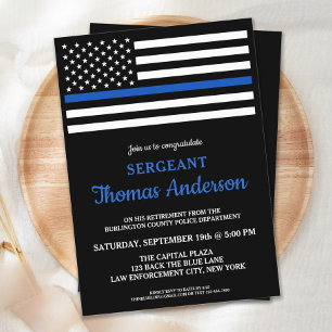 Invitation Moderne Ligne Bleue Mince Officier de police Retra