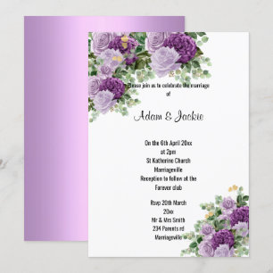 Invitation Moderne Lilac blanc violet floral ÉLÉGANT MARIAGE