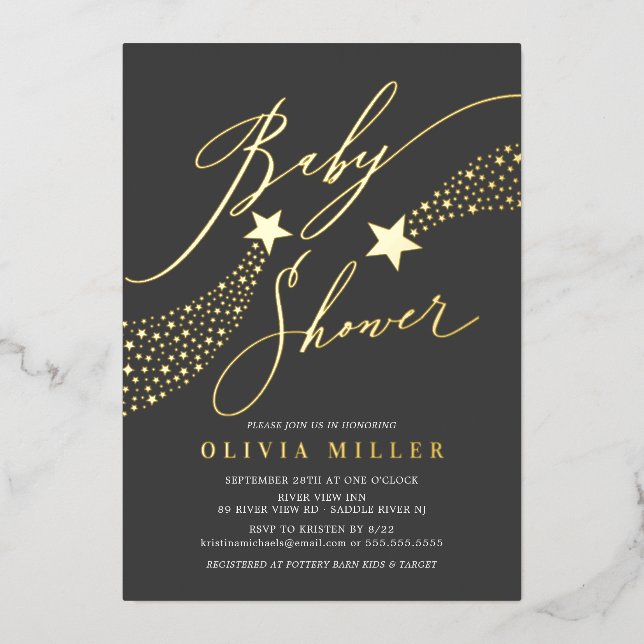 Invitation moderne Little Star Foil (Recto)