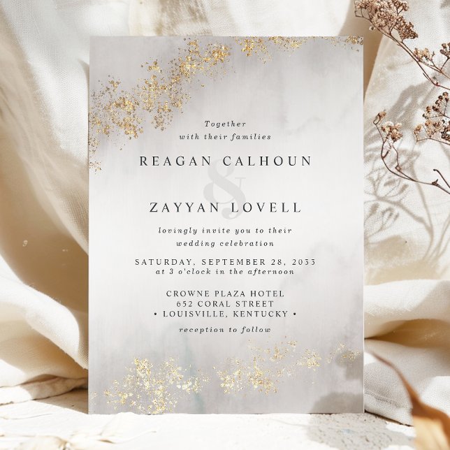 Invitation Moderne Luxe Paillettes de Gris Brumeux (Créateur téléchargé)