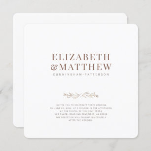 Invitation Moderne + Mariage de feuillage minimaliste