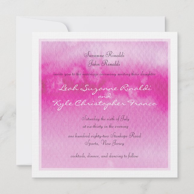 Invitation MODERNE MARIAGE INVITE ombre aquarelle fuschia (Devant)
