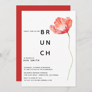 Invitation Moderne Mariage rouge pavot Brunch
