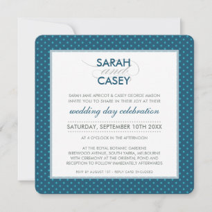 Invitation MODERNE MARIAGE simple point gras monogramme bleu 