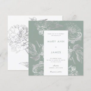 Invitation Moderne Mariage Simple Silver Sage Floral