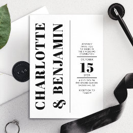 Invitation Moderne Mariage Vertical Gras Noir Et Blanc