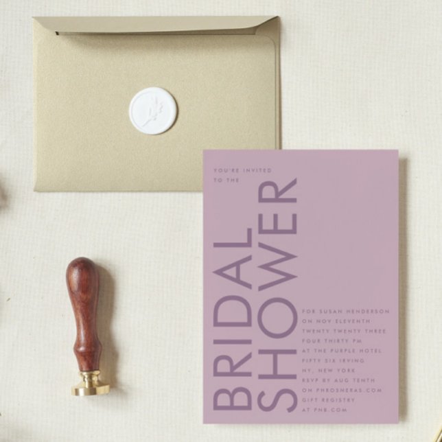 Invitation Moderne Mauve Purple Lilac Nom Fête des mariées (Créateur téléchargé)